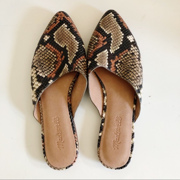 Madewell Remi Snake Embossed Leather Mules - Picture 2 of 6